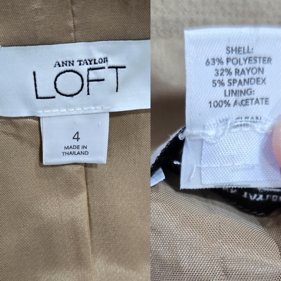 LOFT Camel Tan Cropped Double Breasted Blazer Academia Preppy Neutral - Picture 8 of 10